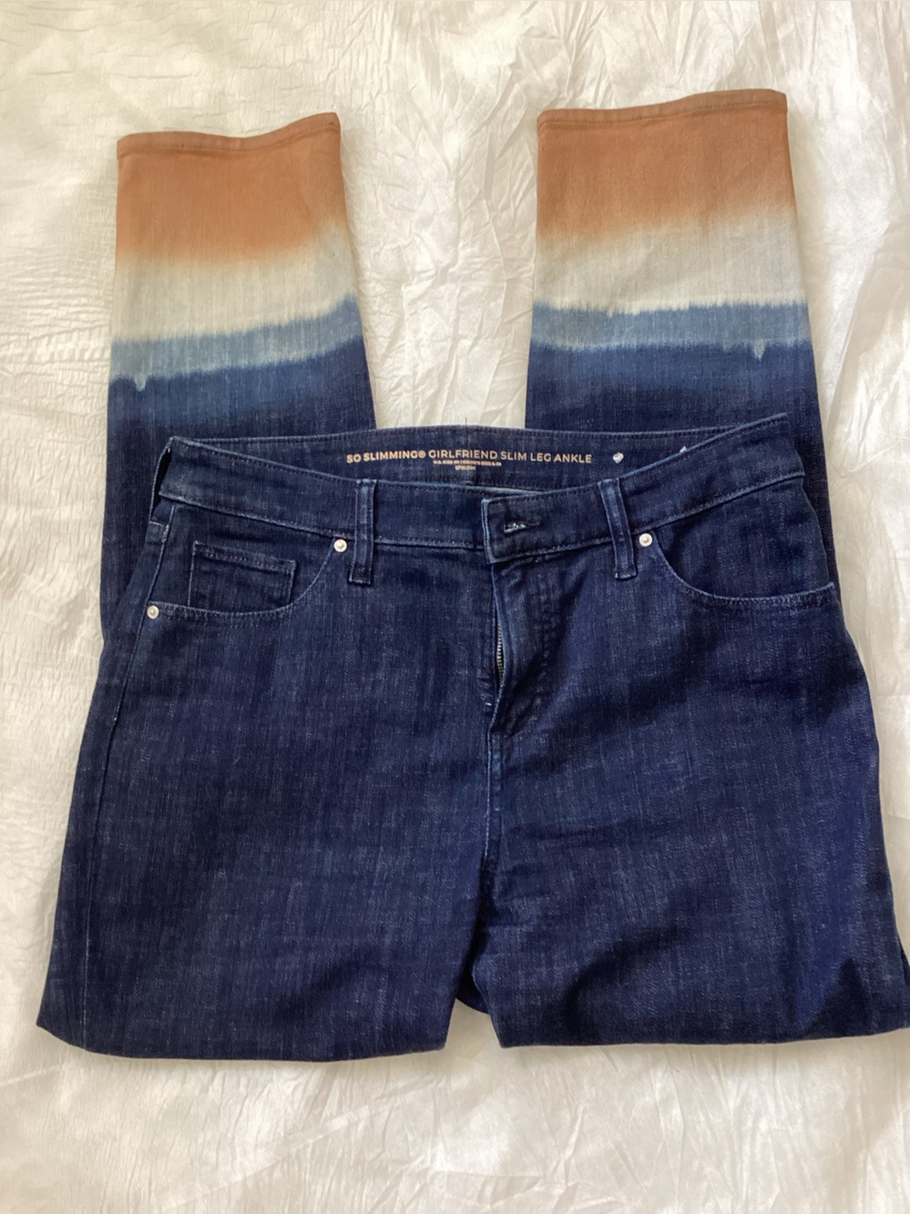 Chicos So Slimming Girlfriend Slim Leg Ankle Jean Size 0.5R Ombré Dip Dye